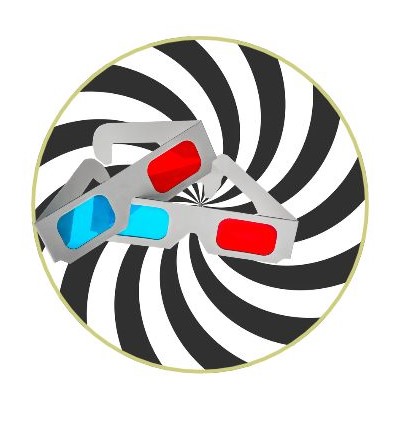 Optical illusion and 3 D glasses image