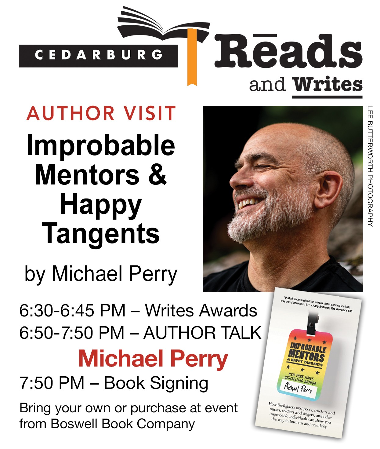 October 8, 6:30pm Michael Perry Author Talk for Cedarburg Reads